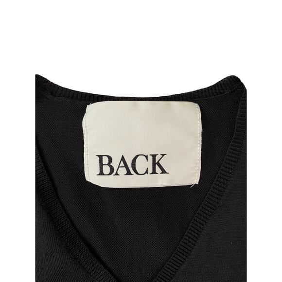 BACK Sleeveless Sweater Dress Designer Small Black Gray Stripe Knit - Picture 3 of 6